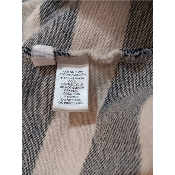 LOFT Lightweight Jacket S Moto Zip Hoodie Cotton Blue Cream Striped Coastal Trip - Picture 8 of 10